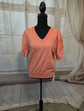Kohl's Coral V-Neck Short Sleeve Sweater